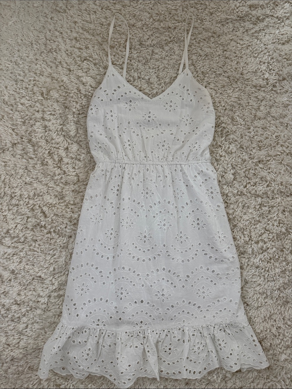 Japna White Eyelet Spaghetti-Strap Mini Dress